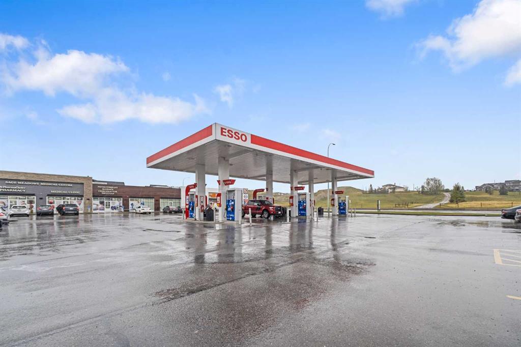 Esso gas station near Sage Meadows Park condo in Calgary NW